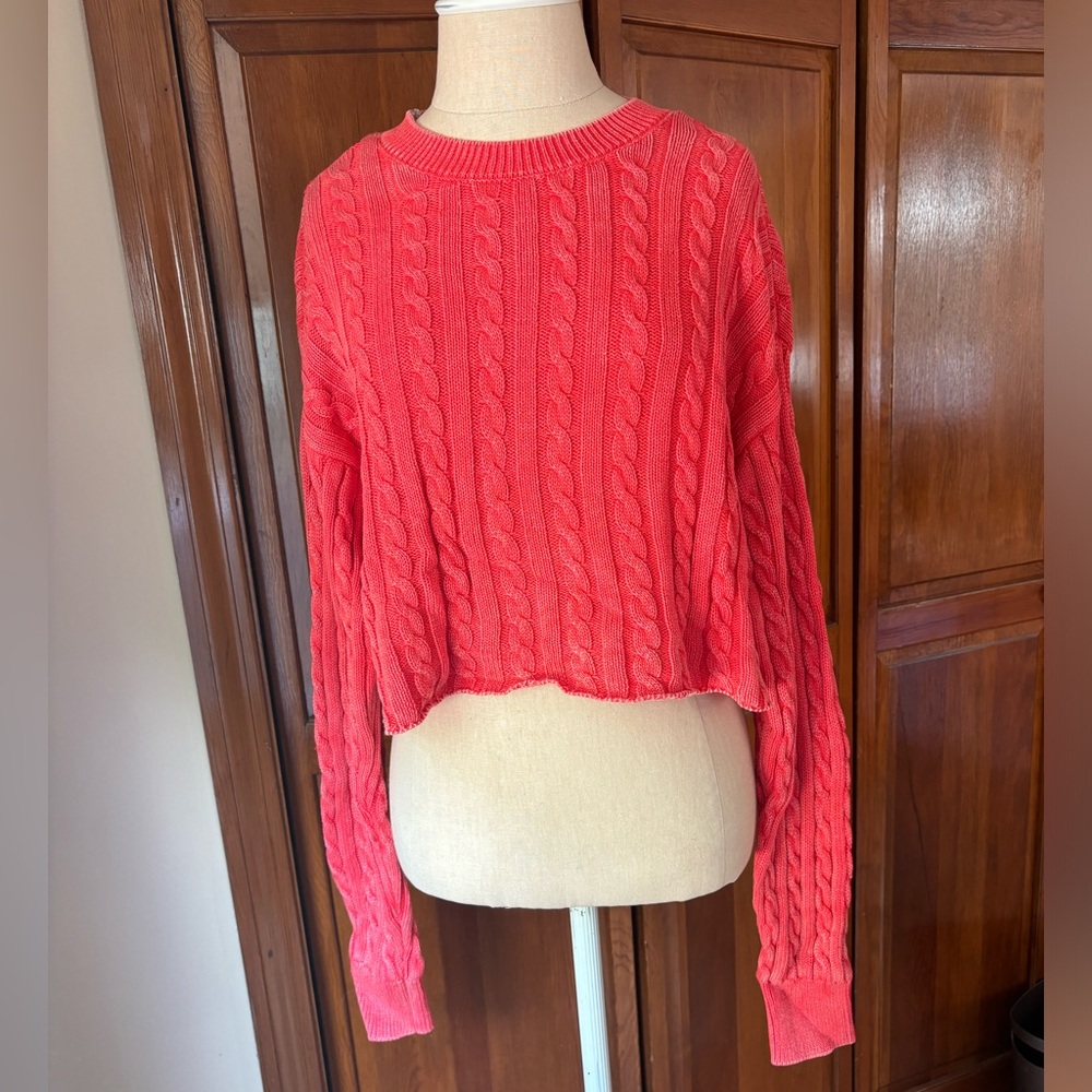 Aerie Mini Cableknit Cropped Sweater